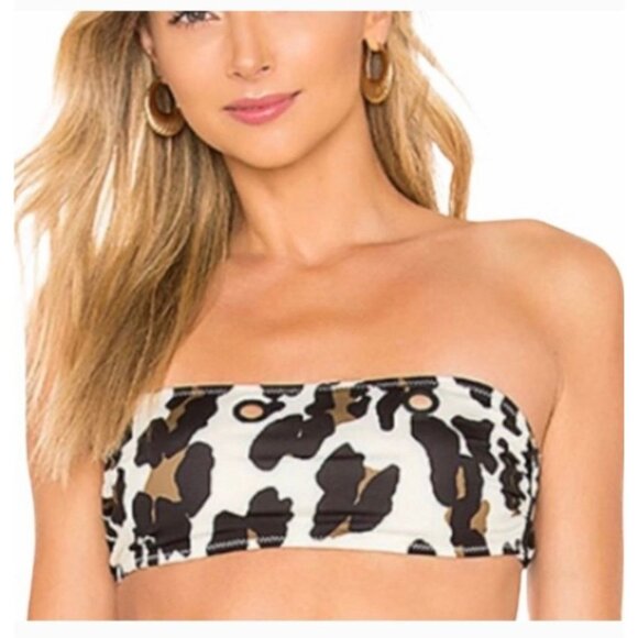 Anthropologie Solid and Striped Women's Size XS Animal Print Bandeau Bikini Top - Picture 1 of 9